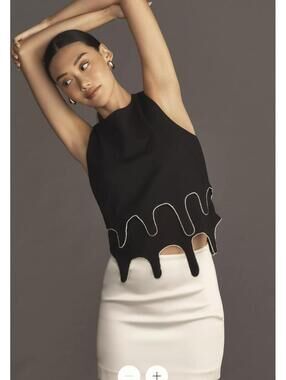 Eva Franco Structured Ribbed Tank, NWT, XL, Black, Anthropologie